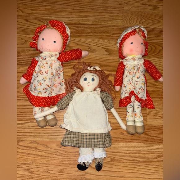 Rag dolls | Toys | Vintage Rag Dolls Set With Red And Plaid Outfits ...